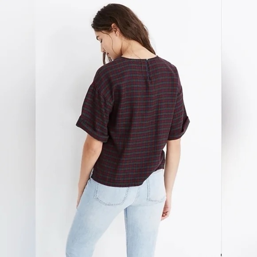 Madewell Checkered Short Sleeve Top - Black and Red - Picture 2 of 3